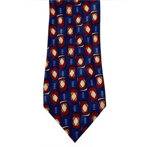 Ferrell Reed for Nordstrom Tie 100% Italian Silk Geo Pattern Blue Rust